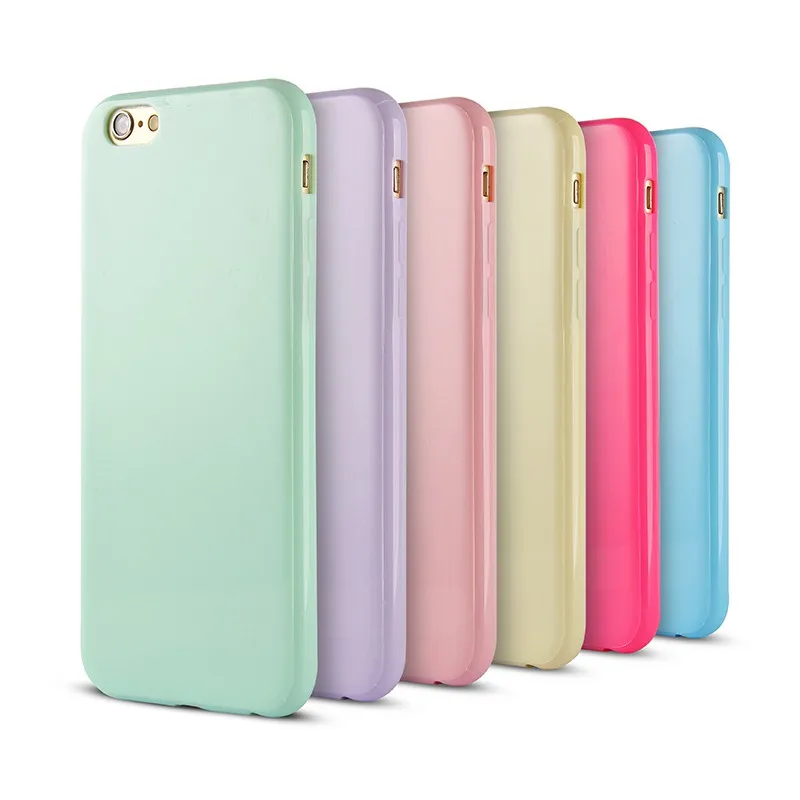 Solid Candy Color TPU Rubber Case Cover for iPhone 6 iPhone 6S Silicone Case Glossy Back Cover for iPhone 6S 16 Colors 4.7