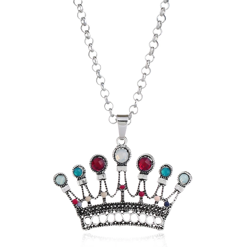 

MIARA.L Fashion Jewerly Retro Crown Necklace and Simple Chain Necklace Ethic Styles Chain