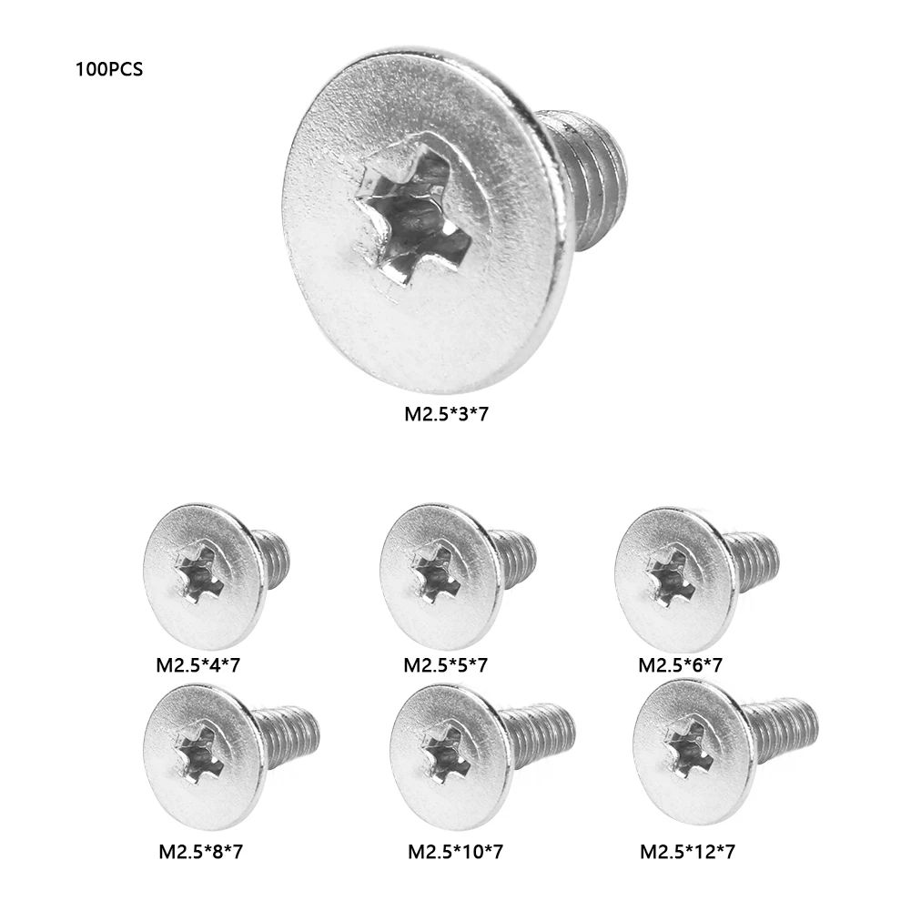 100 шт M2.5 углерода Сталь машины плоские винтики винтовое приспособление ремонт Запчасти углерода Сталь 2019 функционально моды