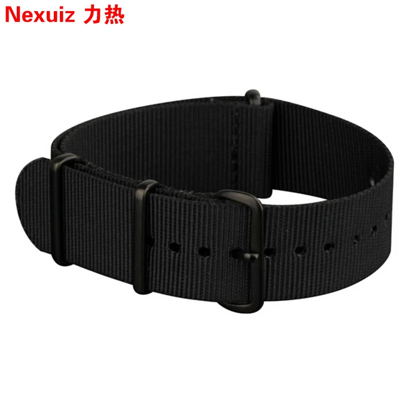 

HOT18|20|22|24mm NATO Watch Straps All Black Nylon Fabric Watchbands Stainless Steel black Buckle Durable New Watchband Bracelet