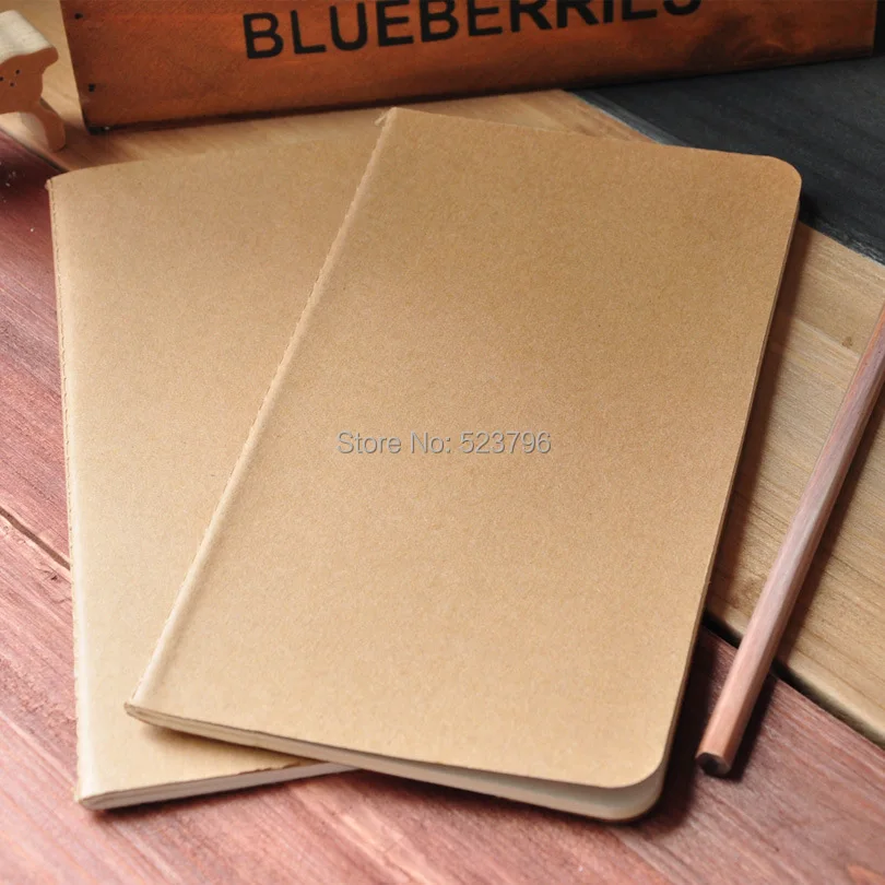 

Free shipping 1pcs cowhide paper notebook blank notepad book vintage soft copybook daily memos Kraft cover journal notebooks