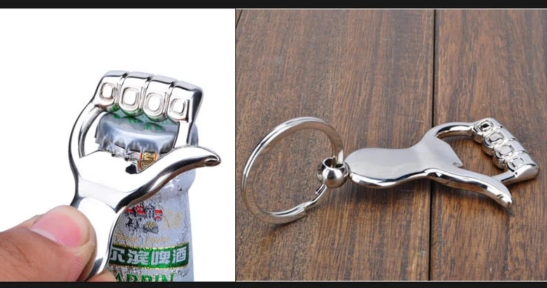 

200pcs/lot Sliver Color Thumb Up Hand Fist Keychain Key Ring Beer Bottle Opener