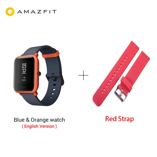 Huami Amazfit Bip Смарт часы Молодежная версия Pace Lite Bluetooth 4,0 gps Пульс 45 дней батарея IP68 - Цвет: orange add red