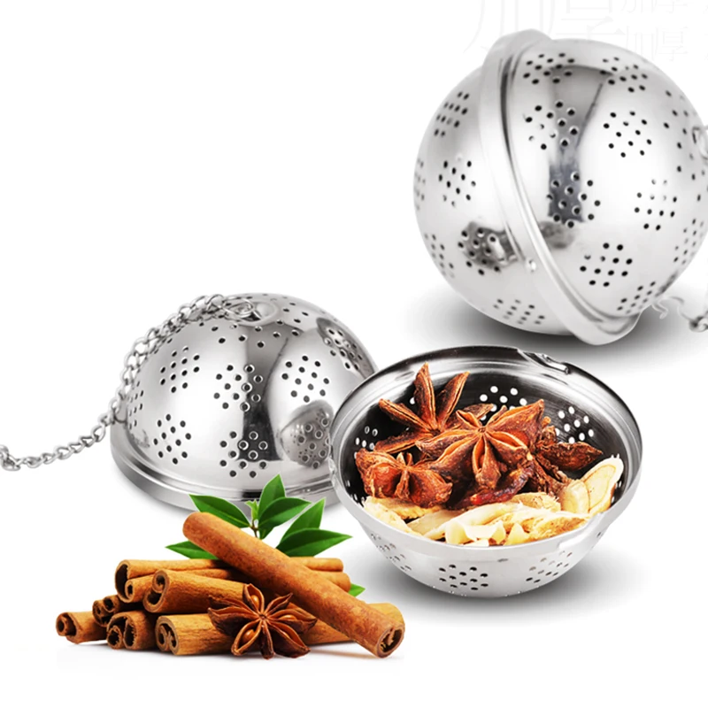 

2PCs 304 Stainless Steel Spice Ball Multifunction Tea Soup Brine Filter Stew Storage Box Cooking Tool