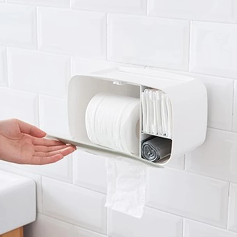 Простая пластиковая коробка для салфеток для туалета туалетная бумага коробка из Дырокол рулон Водонепроницаемая бумажная вешалка для