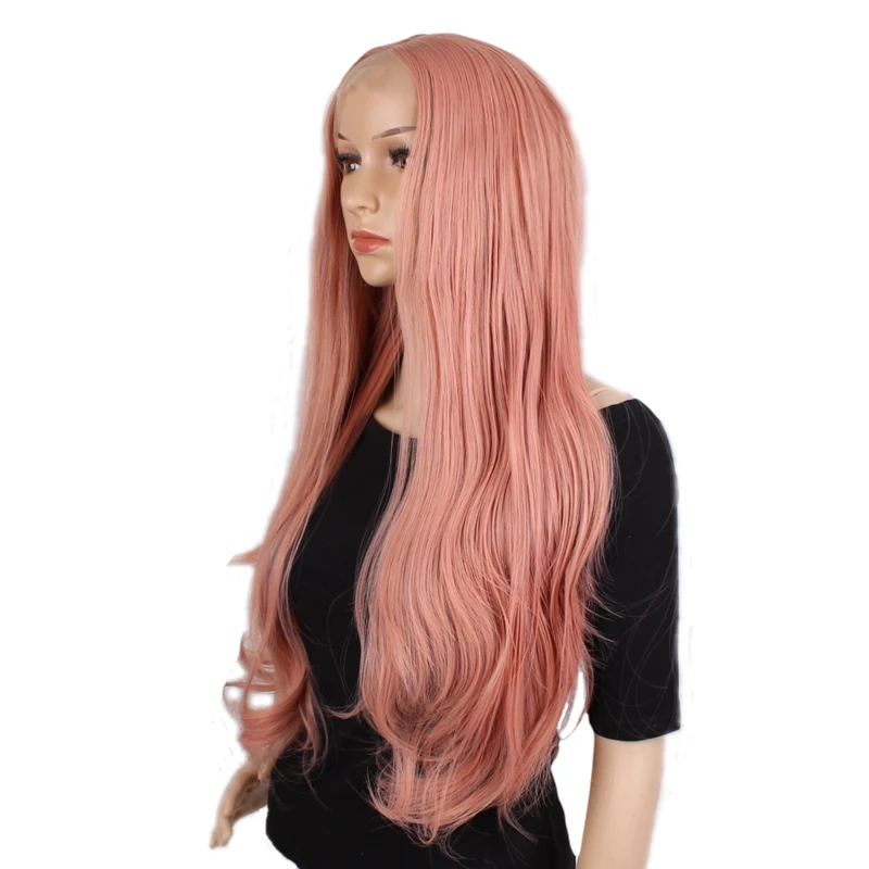 JOY& BEAUTY розовый длинный волнистый синтетический парик на кружеве без клея термостойкие волокна вечерние парики синтетические волосы женские парики