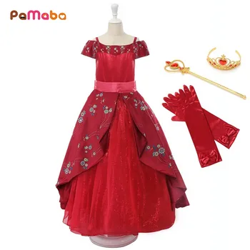 

PaMaBa Girls Deluxe Elena Dress Summer Sleeveless Elena of Avalor Princess Birthday Party Costume Girls Fantasy Elena Dress up