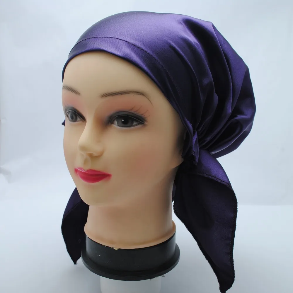 Fashion Silky Feeling 100% Polyester Satin Cap Night Sleep Cap Night Cap Keep Hair Design