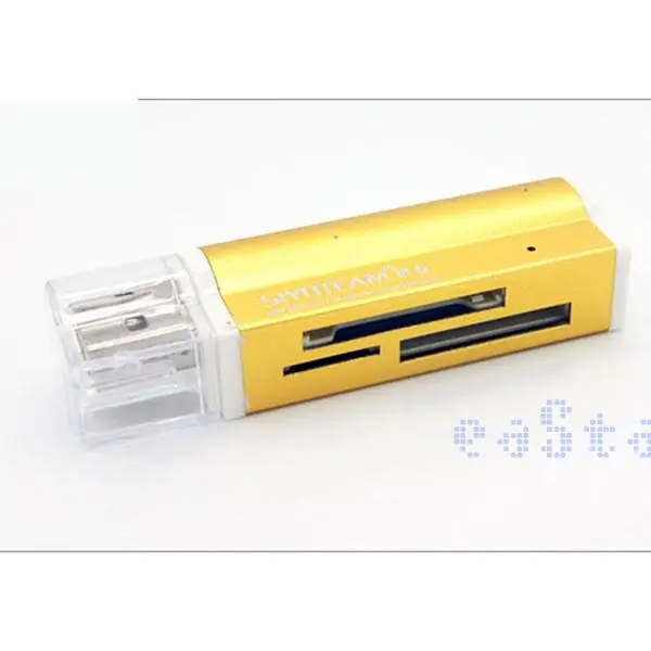 Золотистый цвет, USB 2,0, мультикарта памяти, кардридер для Micro/TF M2 MMC SDHC MS Duo, цена