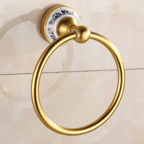 

Bathroom space aluminum golden towel ring towel rack holder gold europe style bathroom hardware accessories