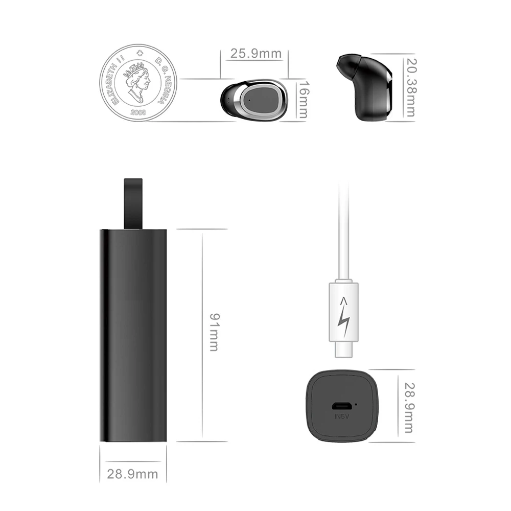 Hevaral In-Ear Stereo Music Binaural True Wireless Earbuds Mini Bluetooth V4.2 Earphone For Samsung Phones Magnetic Charging    