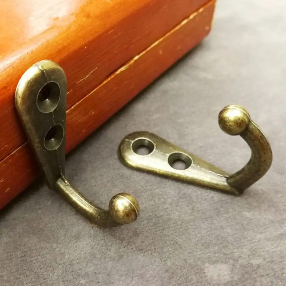 

10pcs-Vintage Wall Mounted Single Prong Hook Retro Mini Size Bronze Hangers for Clothes Keys Hat Towel Robe Bathroom Hooks