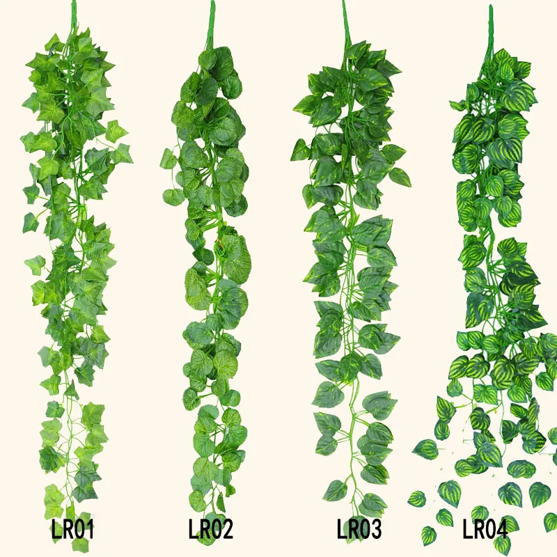 95 CM Green Radish Plant Grape Ivy Leaf Artificial Flower For Balcony Loft wall hanging Rattan Vine Garland Wreath DIY Decor 8Z