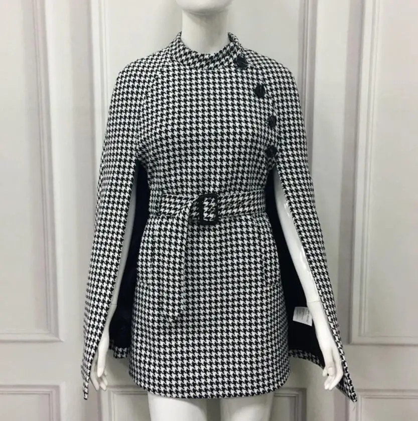 Britannique Gray Cape De Veste Style Plaid Femmes Laine Automne Nouveau Mode Manteau Casual vZK8dx7q