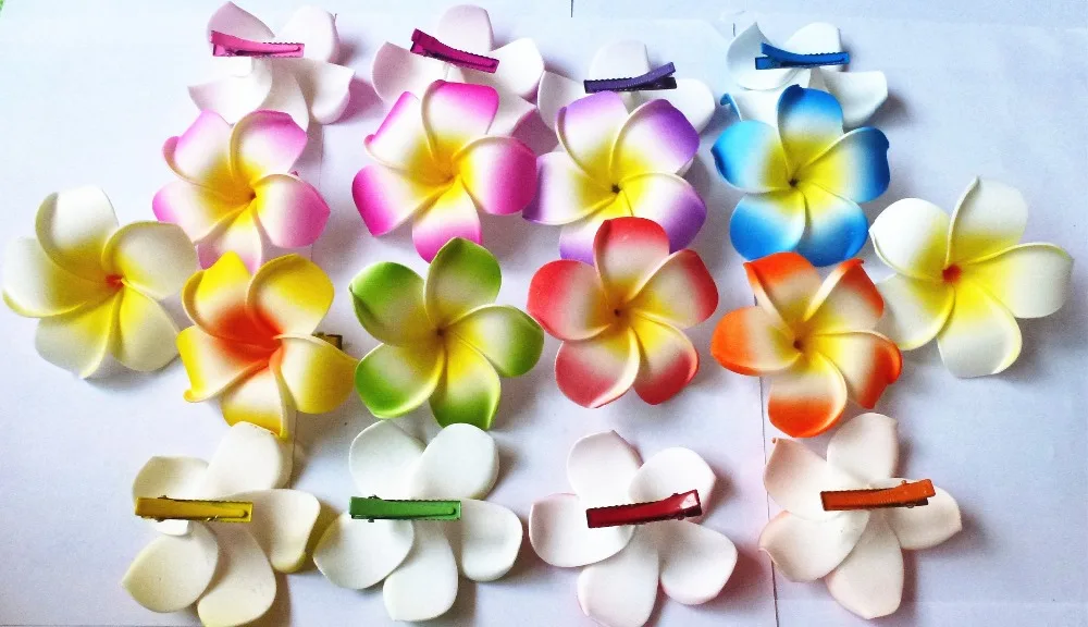 

150pcs New fashion mixed color Fabulous Plumeria flowers Foam Frangipani Flower hair clip bridal hair clip 6CM