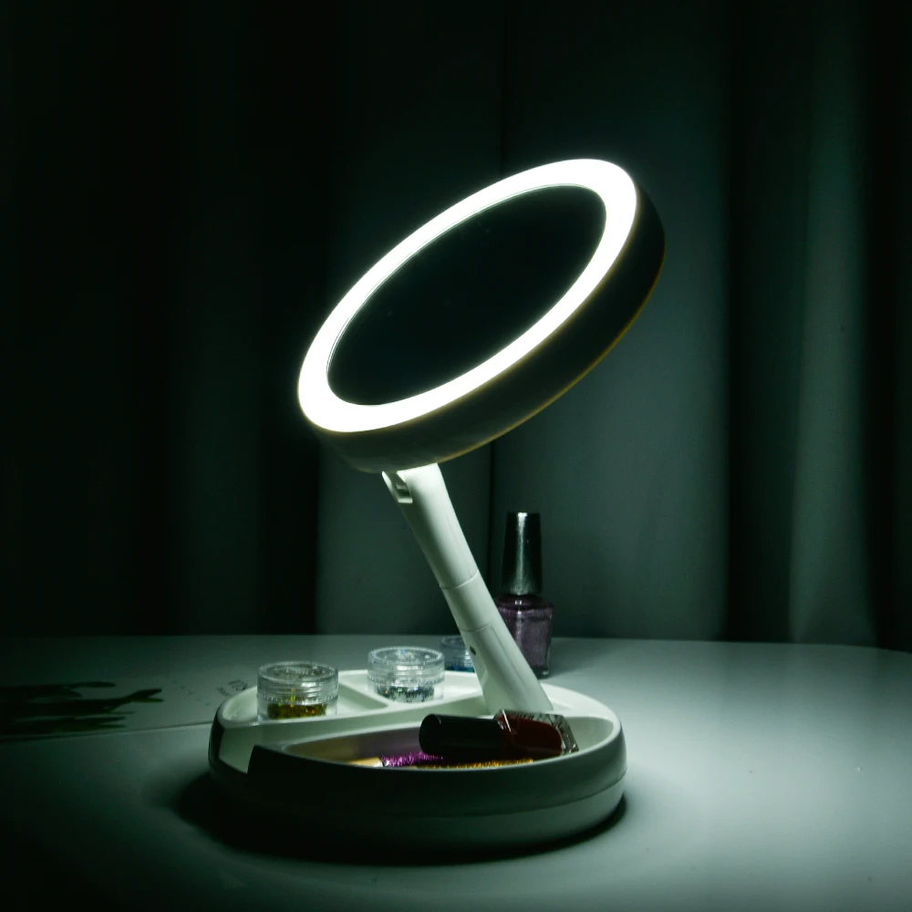 

Folding Led Makeup Mirror Portable Vanity Mirror Lighted Magnifying Mirrors 10x Compact Daylight Cosmetic Pocket Miroir