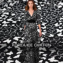 Высококачественная на заказ черно-белая бабочка цифровая ткань из полиэстера с принтом женское платье ширина 150 см шифоновая Одежда DIY шитье