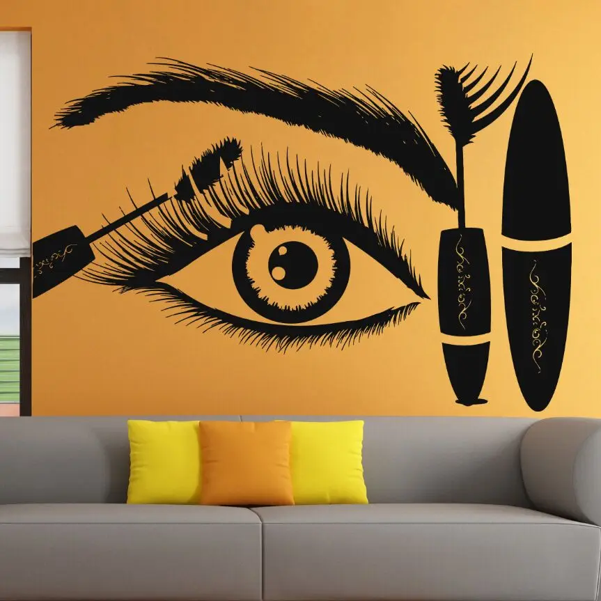 Eye Make Up Wall Decal Eyes Eyebrows Vinyl Wall Sticker Eyelashes