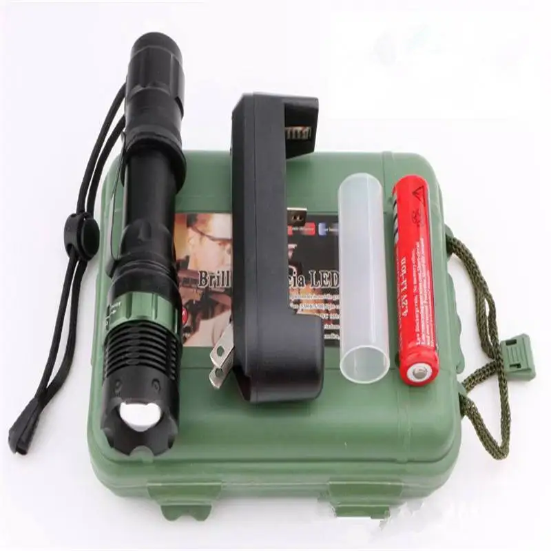 Vioslite Free Shipping Bright Flashlight Rechargeable Waterproof 18650 Battery High-power Zoom LED | Освещение