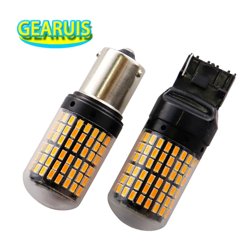 22 Вт Нет Hyper Flash PY21W BAU15S 1156 BA15S T20 7440 W21W T25 3156 с can bus 144 SMD 3014 1.8A янтарь белые красные
