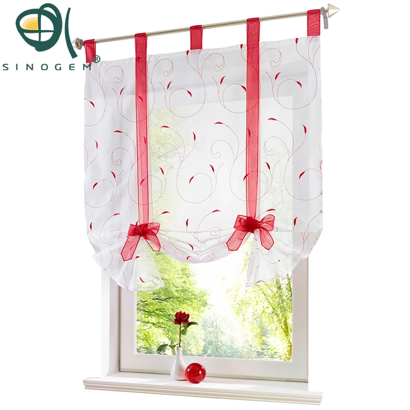 

Roman Curtain New Design Floral Embroidered Sheer Window Curtain For Kitchen Living Room Voile Tulle Screening Panel 1 PCS/Lot