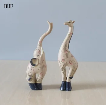 

BUF Resin Animal Statue Deer Mascot Craft Figurine Home Decoration Gift Handmade Elephant Sculpture Ornament