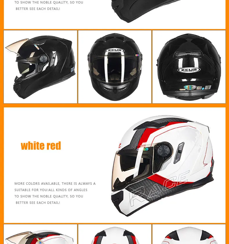 ZEUS мотоциклетный шлем 2 линзы высококлассные защитные шестерни Полный мотоциклетный шлем легко застежка мотоциклетный шлем 813