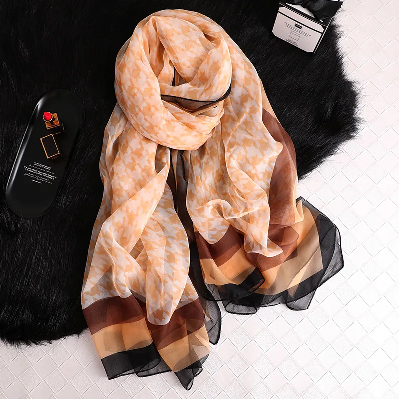 Дизайнерский брендовый шелковый шарф для женщин, летняя Пашмина, шали и палантины, женские шарфы, пляжные палантины, хиджабы, большой размер - Цвет: 1