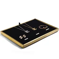 FANXI ювелирные изделия Дисплей металлическое кольцо стойка-витрина для ожерелий с кожаным ювелирные украшения с витрины лоток Стенд