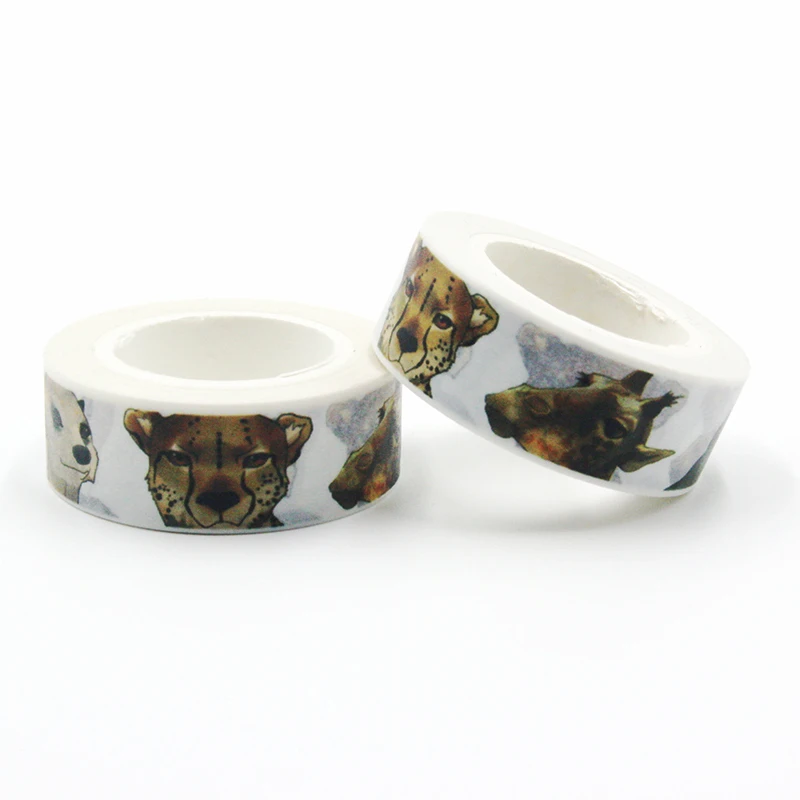 

1 PCS Japanese Washi Decorative Adhesive Tape Tiger Elephant Animal Head Portrait Pattern Masking Paper Tape Diary Sticker Gift