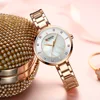 CURREN Ladies Watches Fashion Elegant Quartz Watch Women Dress Wristwatch with Rhinestone Set Dial Rose Gold Steel Band Clock 2