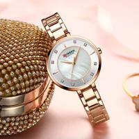 CURREN Ladies Watches Fashion Elegant Quartz Watch Women Dress Wristwatch with Rhinestone Set Dial Rose Gold Steel Band Clock 2