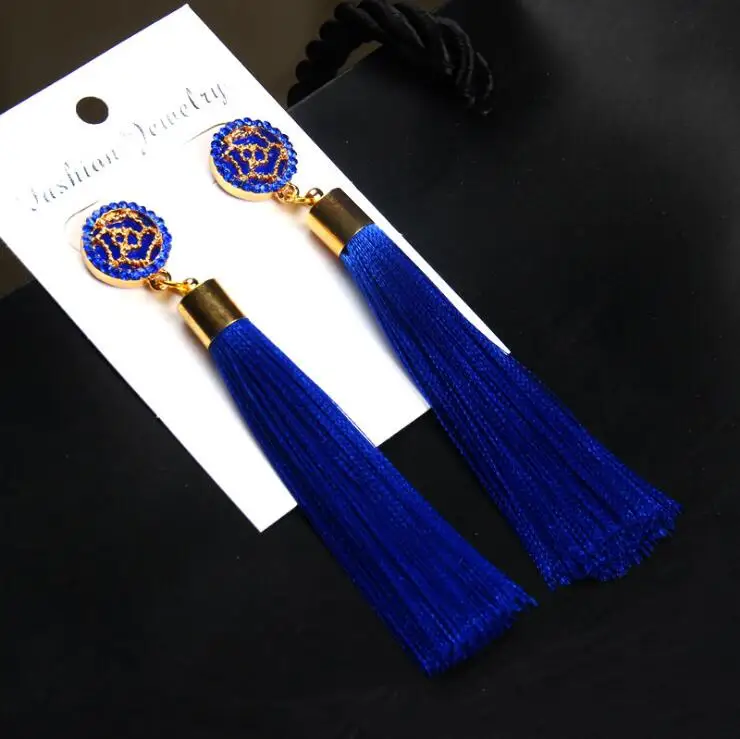 Rhinestone Long Tassel Earrings Jewelry in Earrings