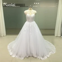 Real Photo Cap Sleeves Luxury Beaded Applique Lace Wedding Dresses 2017 Ball Gown Bridal Dress Robe de Mariee Tulle FW125