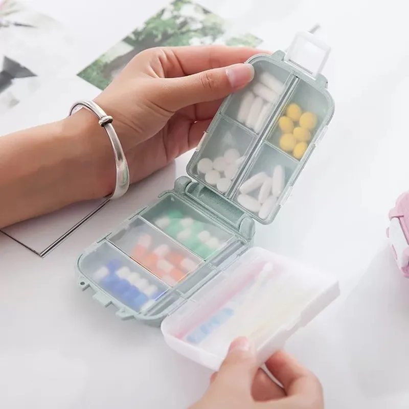 Pillendoosje Tarwe Verzegelde 10 Grids Pill Container Organizer Gezondheidszorg Drug Reizen Divider 7 Dag Pil Opbergtas Reizen pil Case