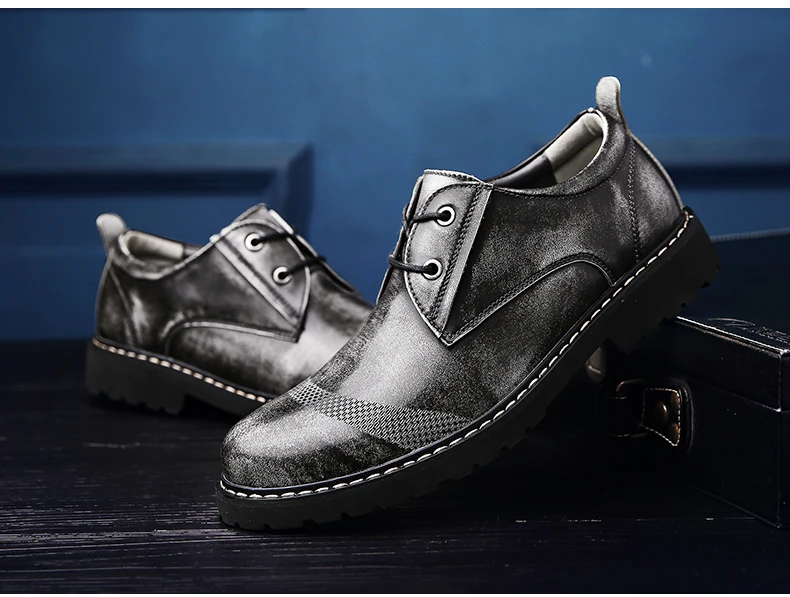 Для мужчин; защитная Рабочая обувь Открытый Повседневная кожаная обувь Мужская Обувь На Шнуровке Нескользящие ручной работы Мужская обувь