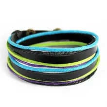 C308 модный мужской женский кожаный браслет; унисекс браслет ручной работы Серфер веревочный браслет манжета