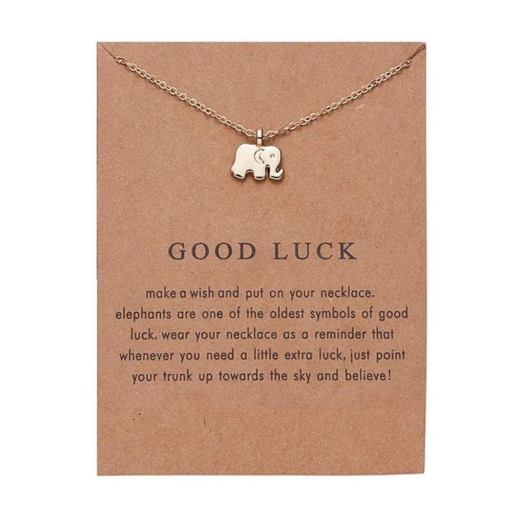 

Fashion Good Luck Paper Card Alloy Lucky Elephant Necklace Alloy Necklace Accessories for Women for Daily Wear