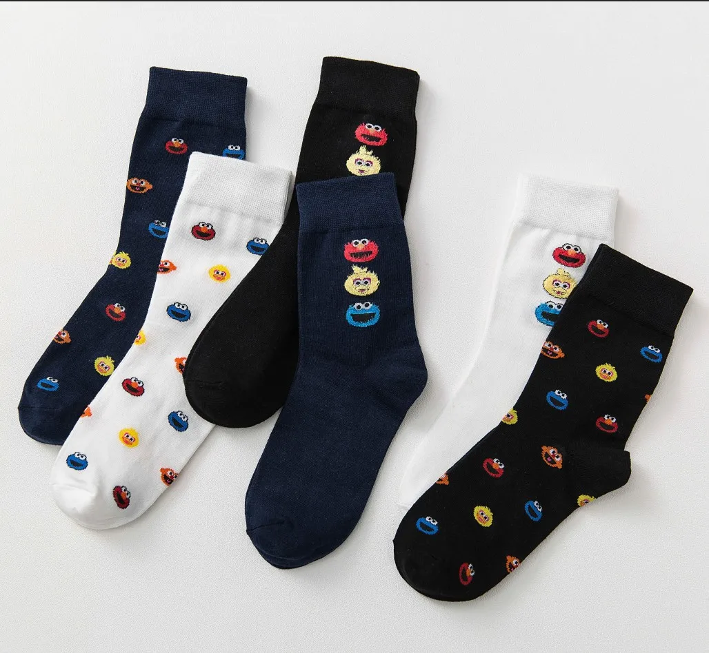 Women's Funny Cartoon Crew Harajuku Hip Hop Street Art Cotton Tube socks Lover's Gift Socks For Summer Autumn