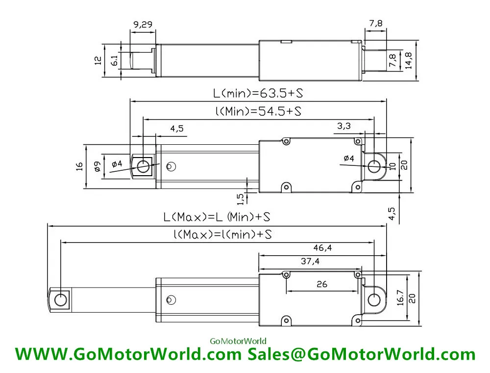 12V 6V DC мини линейный привод с кронштейном 50 мм индивидуальный штрих 150 мм/сек скорость