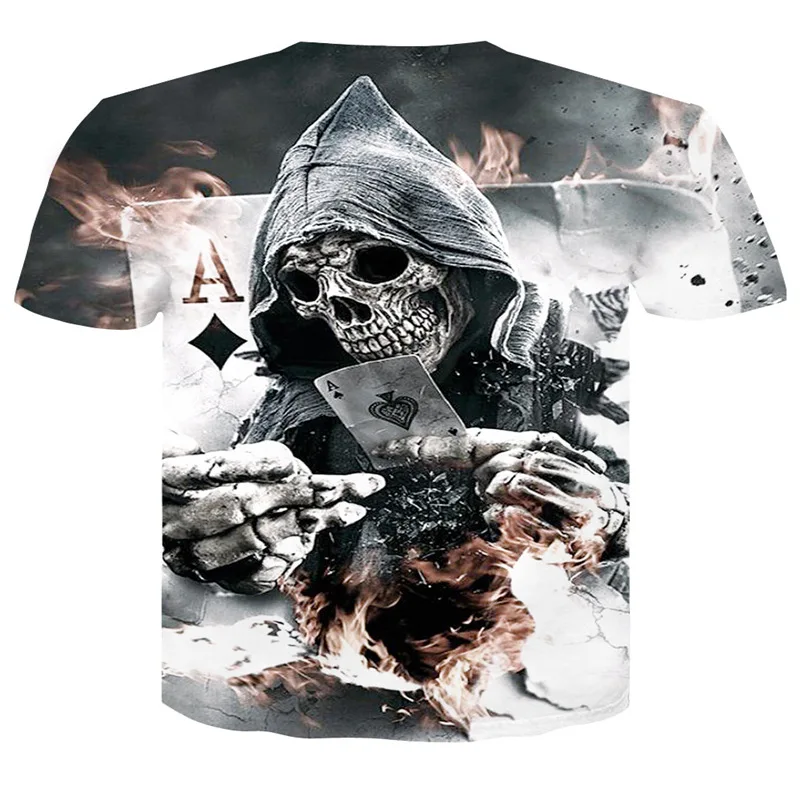 

New Hot Men Summer 3D shirt Street Fashion models love fashion skull soul carriage Rock T-shirt Men Clothes