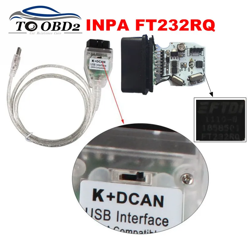 Новейший INPA K+ CAN K CAN INPA с чипом FT232RQ INPA K DCAN с переключателем USB интерфейс Полная диагностика+ 20Pin кабель для BMW Серия