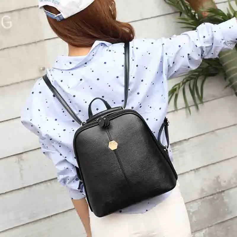 Women Backpack PU Leather Black Female Shoulder Bags Small Ladies Handbags Designer Fashion Girls School Backpack Rucksack BP0185 (18)