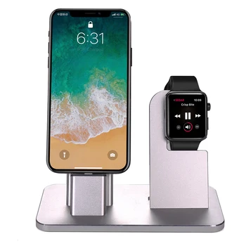 

2 In 1 Aluminium Holder Detachable Desktop Charging Stand Bracket For Apple Watch For iPhone Cell Phone Tablet New Sale