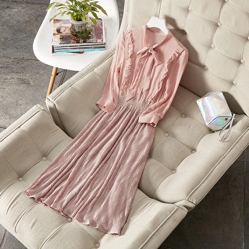 New Chiffon Midi Dress Skinny Korean Dress Bohemian 2019 Elegant Women
