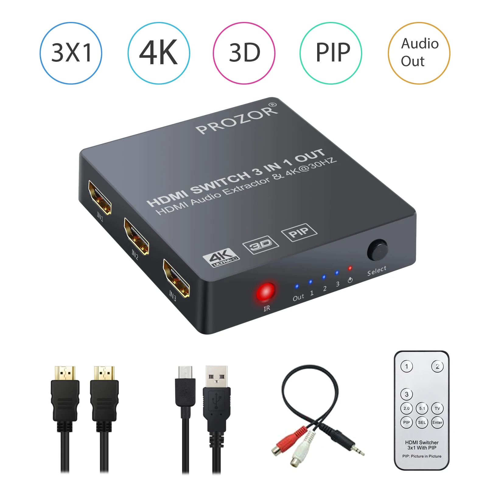 Аудио экстрактор для HDMI 3x1 переключатель аналоговый оптический выход Toslink SPDIF ИК