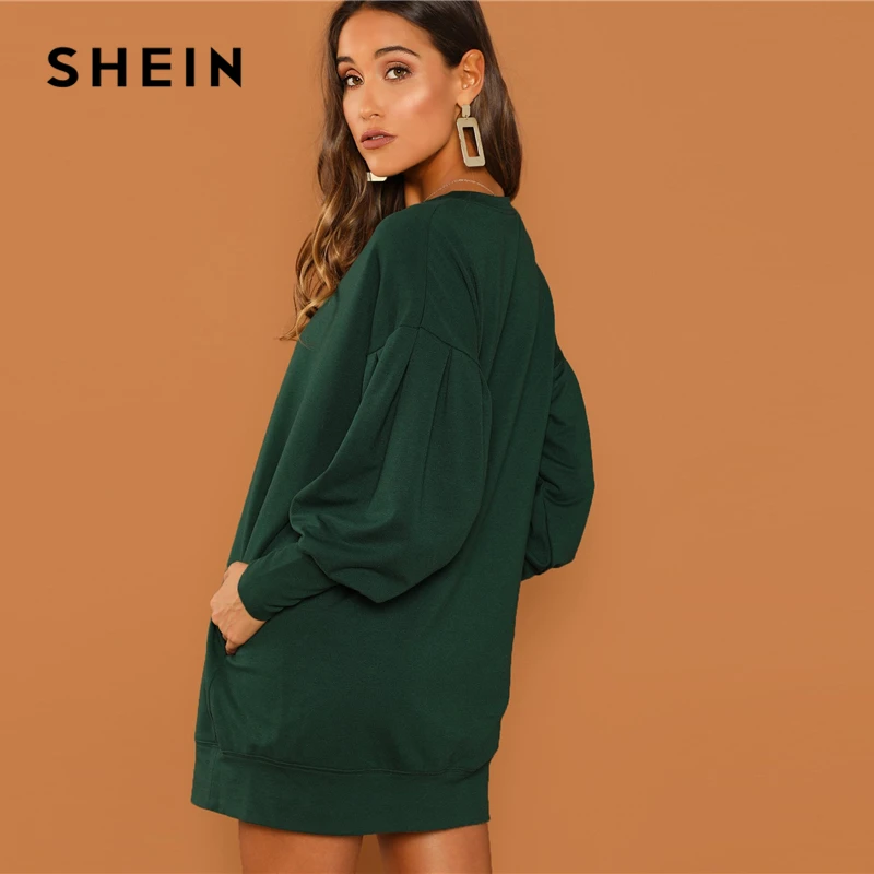 SHEIN Платье-Свитер С Капюшоном, Женское Повседневное Платье-Толстовка С Длинным Рукавом, Спортивное Теплое Платье