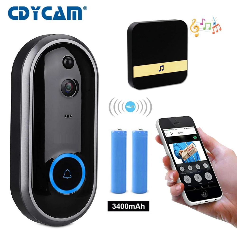 

CDYCAM 720P Wireless IP Doorbell Camera PIR Video Door Phone Battery Doorphone Intercom Security Wifi Doorbells with Ring Chime