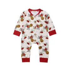 Рождественский комбинезон с длинными рукавами для новорожденных мальчиков и девочек, пижама, одежда для сна, размер от 0 до 18 месяцев