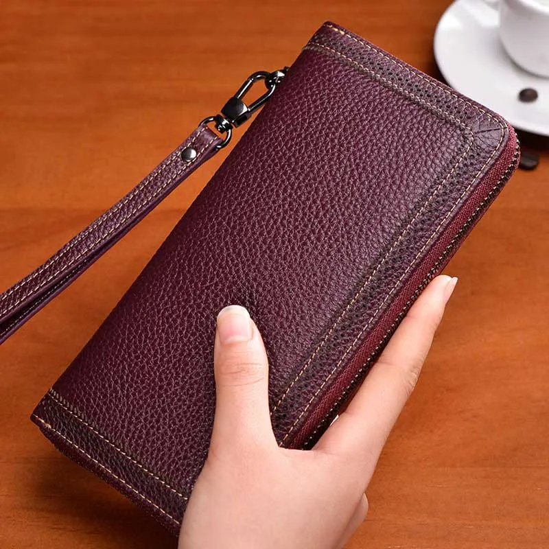 

Difenise Brand Genuine Leather Lace Side Vintage Women Wallets Long style Zipper Purses Solid Wallets With Box 6563